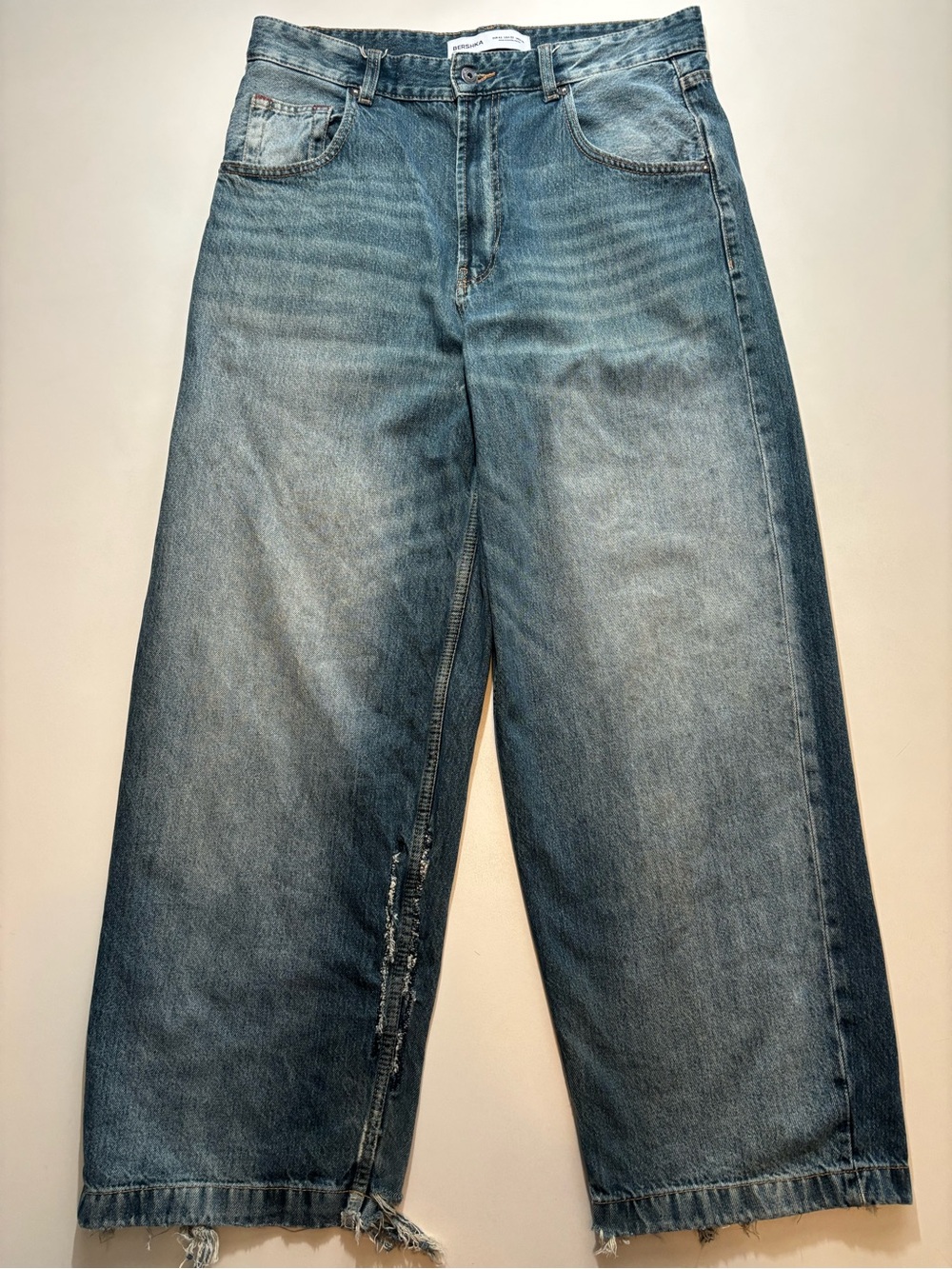 Breshka baggy wide leg faded distressed blue Y2K jeans